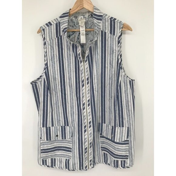 Chicos 3 zenergy Neema Reversible Vest Blue striped paisley womens size XL - Picture 4 of 14